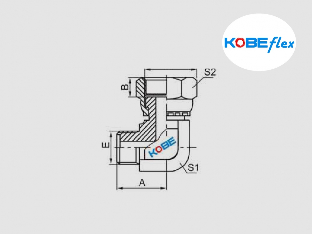 Picture K2E9 90° ELBOW METRIC O-RING